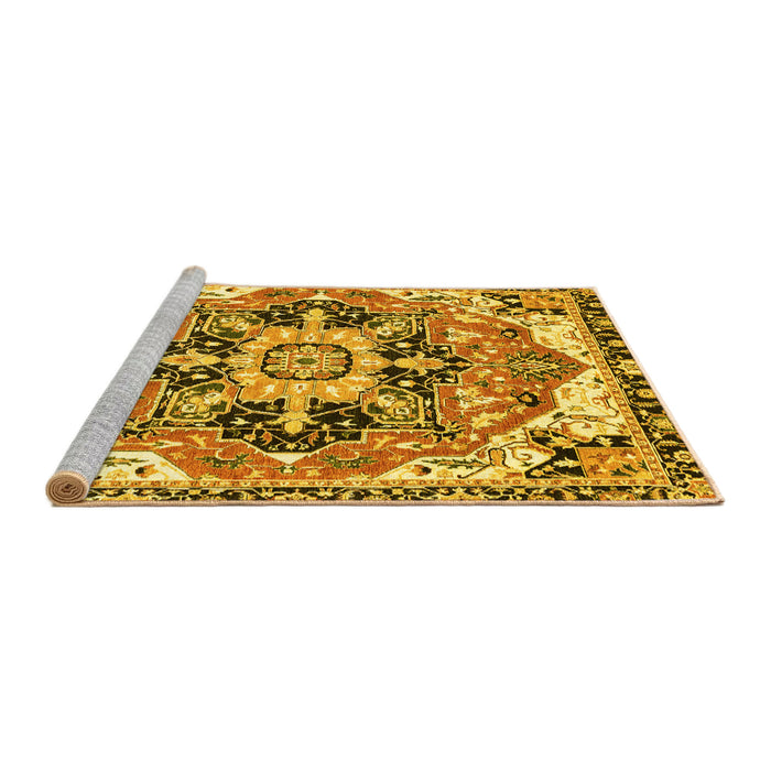 Sideview of Machine Washable Abstract Yellow Modern Rug, wshabs3095yw