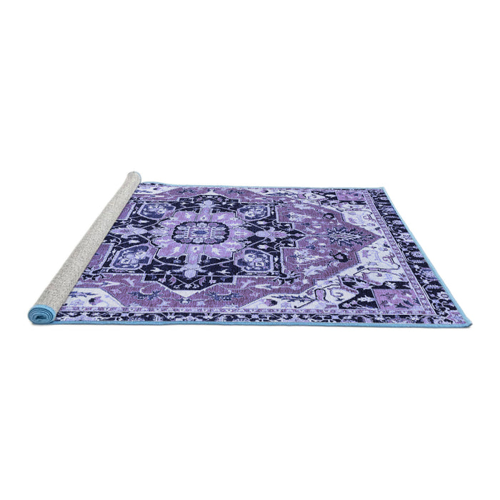 Sideview of Machine Washable Abstract Blue Modern Rug, wshabs3095blu