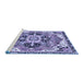 Sideview of Machine Washable Abstract Blue Modern Rug, wshabs3095blu