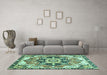 Machine Washable Abstract Turquoise Modern Area Rugs in a Living Room,, wshabs3095turq