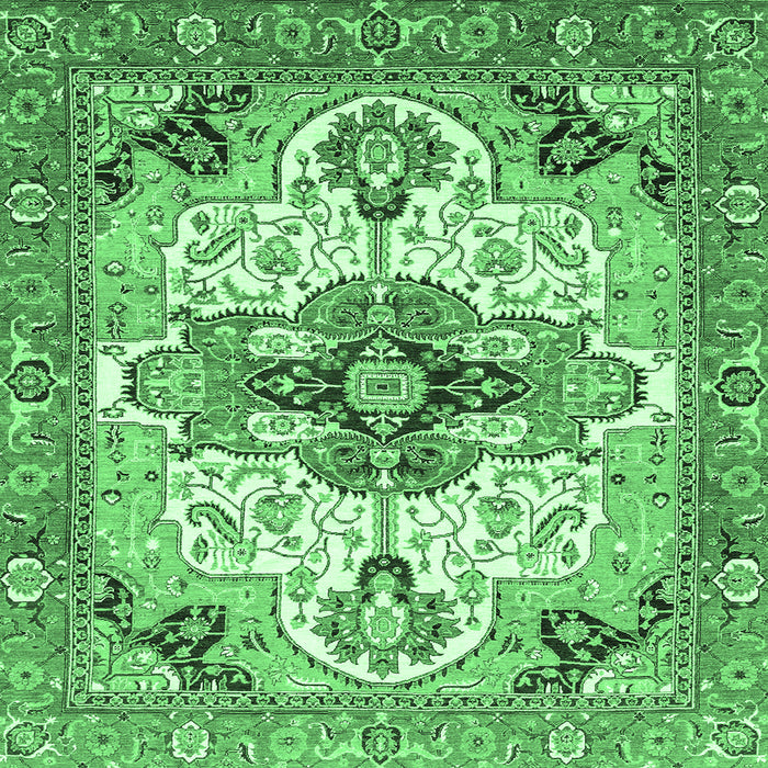 Square Machine Washable Abstract Emerald Green Modern Area Rugs, wshabs3096emgrn