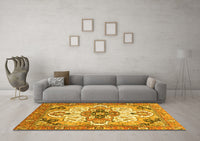 Machine Washable Abstract Yellow Modern Rug, wshabs3096yw