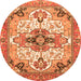 Round Machine Washable Abstract Orange Modern Area Rugs, wshabs3096org