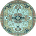 Round Abstract Light Blue Modern Rug, abs3096lblu