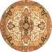 Round Abstract Brown Modern Rug, abs3096brn