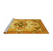 Sideview of Machine Washable Abstract Yellow Modern Rug, wshabs3096yw