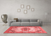 Machine Washable Abstract Red Modern Rug, wshabs3096red