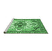 Sideview of Machine Washable Abstract Emerald Green Modern Area Rugs, wshabs3096emgrn