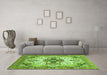 Machine Washable Abstract Green Modern Area Rugs in a Living Room,, wshabs3096grn