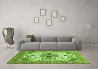 Machine Washable Abstract Green Modern Rug, wshabs3096grn