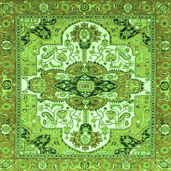 Square Machine Washable Abstract Green Modern Area Rugs, wshabs3096grn