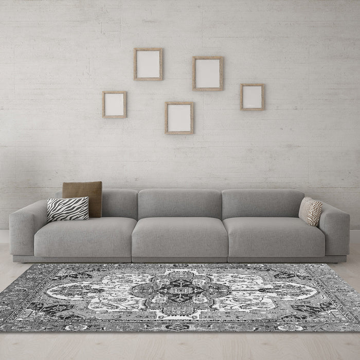 Machine Washable Abstract Gray Modern Rug in a Living Room,, wshabs3096gry