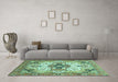 Machine Washable Abstract Turquoise Modern Area Rugs in a Living Room,, wshabs3096turq