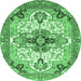 Round Abstract Emerald Green Modern Rug, abs3096emgrn