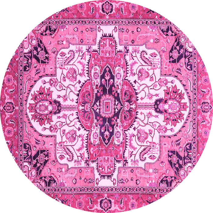 Round Abstract Pink Modern Rug, abs3096pnk