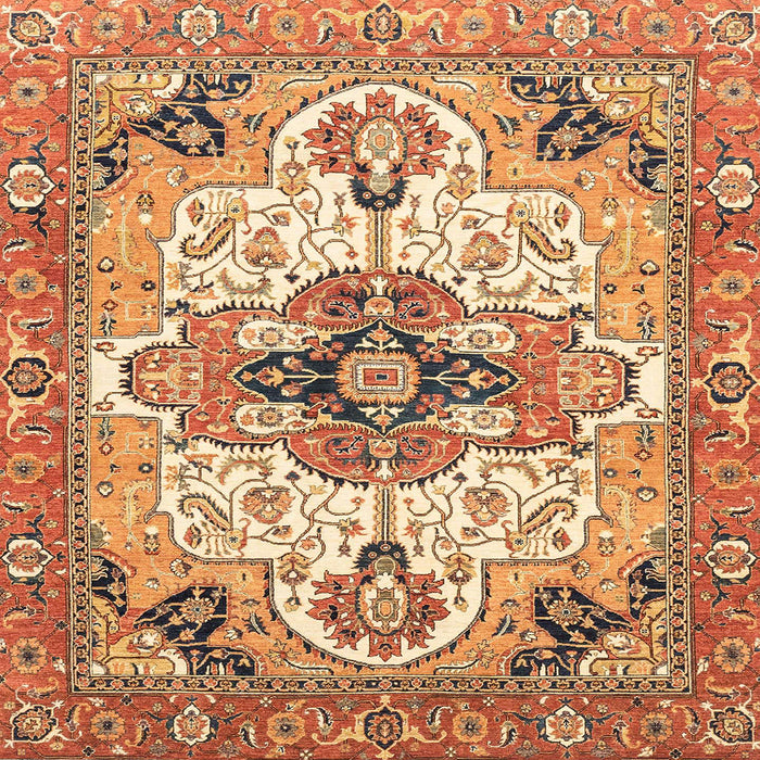 Square Abstract Yellow Orange Modern Rug, abs3096