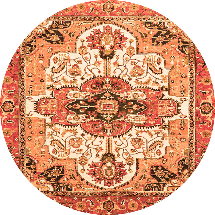 Round Abstract Orange Modern Rug, abs3096org