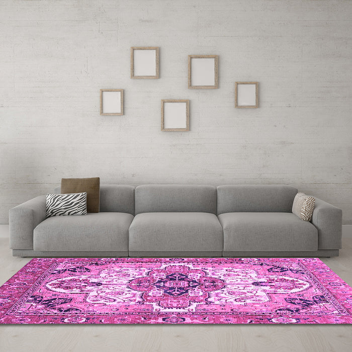 Machine Washable Abstract Purple Modern Area Rugs in a Living Room, wshabs3096pur