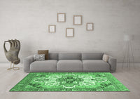 Machine Washable Abstract Emerald Green Modern Rug, wshabs3096emgrn