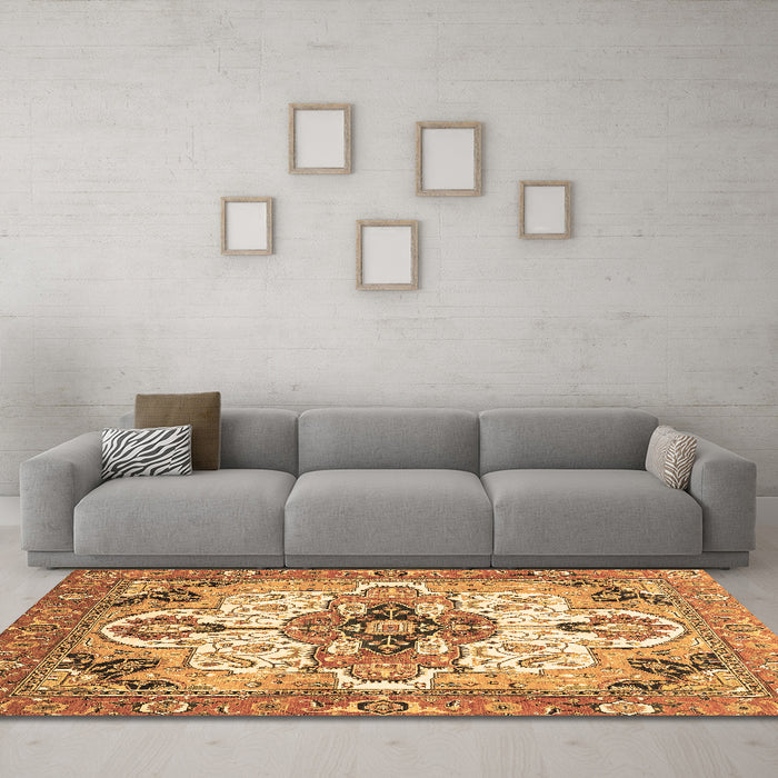 Machine Washable Abstract Brown Modern Rug in a Living Room,, wshabs3096brn