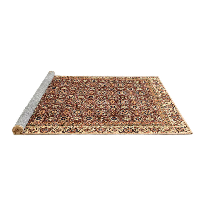 Sideview of Machine Washable Abstract Dark Sienna Brown Rug, wshabs3097