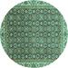 Round Abstract Turquoise Modern Rug, abs3097turq