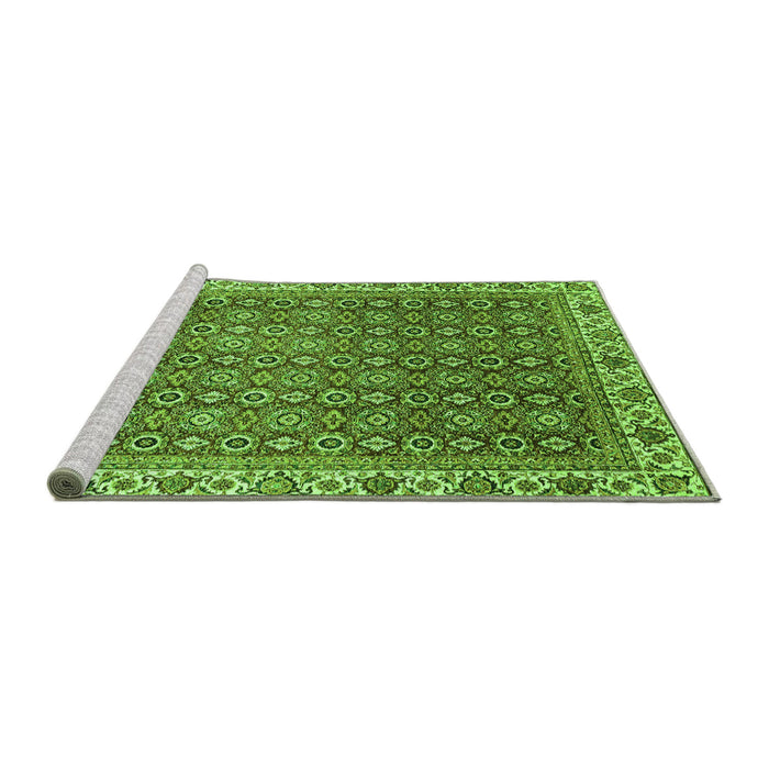 Sideview of Machine Washable Abstract Green Modern Area Rugs, wshabs3097grn