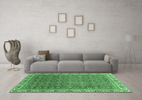 Machine Washable Abstract Emerald Green Modern Rug, wshabs3097emgrn