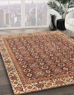 Machine Washable Abstract Dark Sienna Brown Rug in a Family Room, wshabs3097