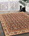 Machine Washable Abstract Dark Sienna Brown Rug in a Family Room, wshabs3097