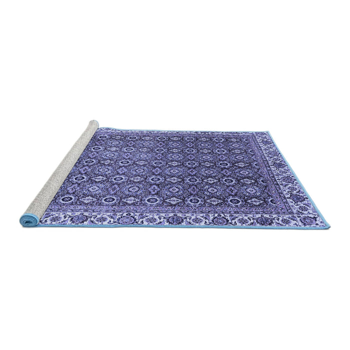 Sideview of Machine Washable Abstract Blue Modern Rug, wshabs3097blu