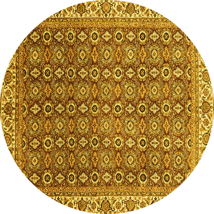 Round Abstract Yellow Modern Rug, abs3097yw