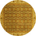 Round Abstract Yellow Modern Rug, abs3097yw