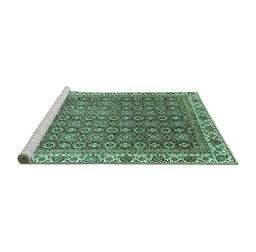 Sideview of Machine Washable Abstract Turquoise Modern Area Rugs, wshabs3097turq
