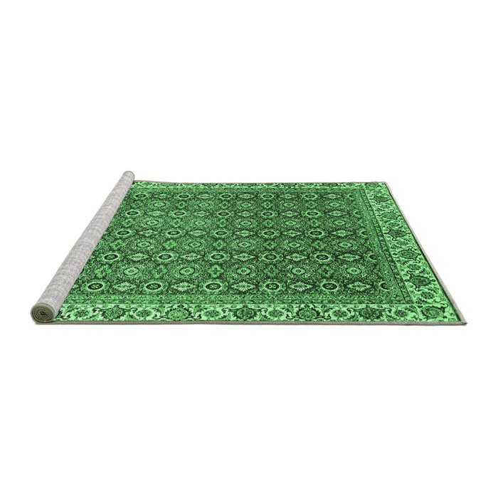 Sideview of Machine Washable Abstract Emerald Green Modern Area Rugs, wshabs3097emgrn