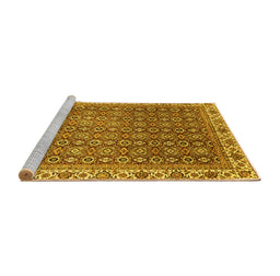 Sideview of Machine Washable Abstract Yellow Modern Rug, wshabs3097yw