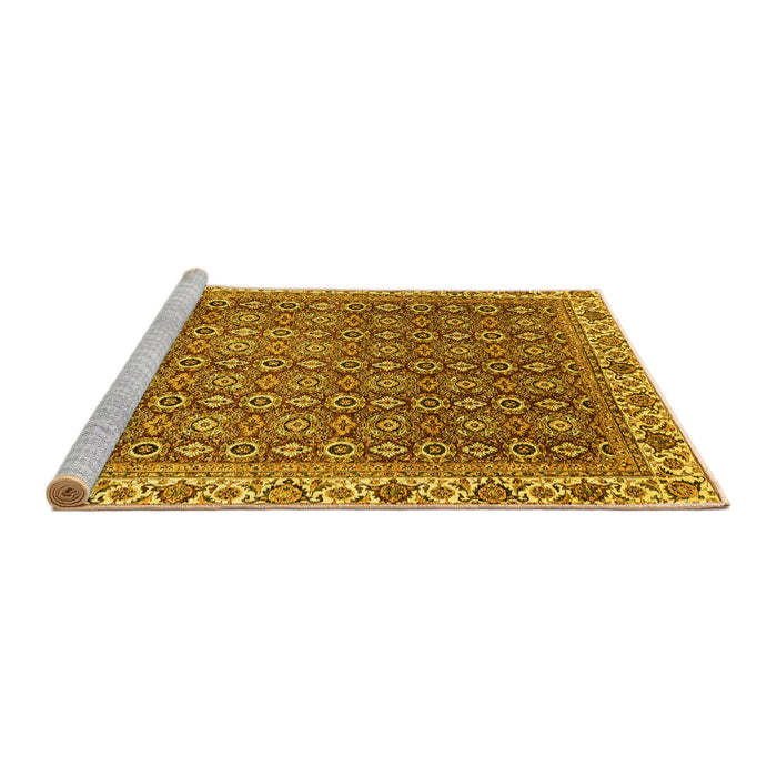 Sideview of Machine Washable Abstract Yellow Modern Rug, wshabs3097yw