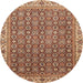 Round Machine Washable Abstract Dark Sienna Brown Rug, wshabs3097