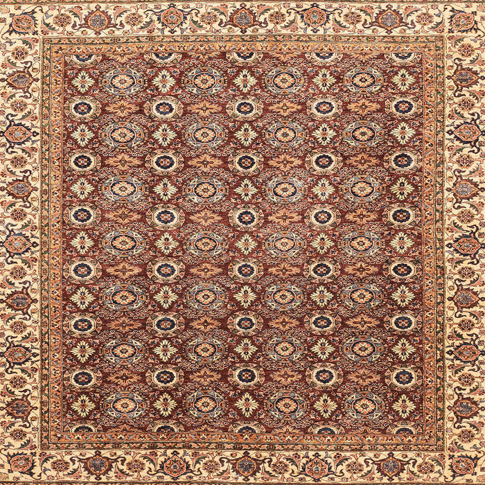Square Abstract Dark Sienna Brown Modern Rug, abs3097