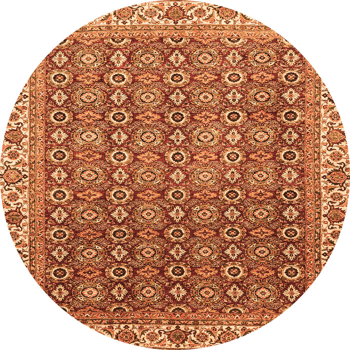 Round Machine Washable Abstract Orange Modern Area Rugs, wshabs3097org