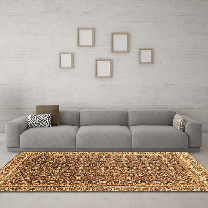 Machine Washable Abstract Brown Modern Rug in a Living Room,, wshabs3097brn