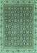 Machine Washable Abstract Turquoise Modern Area Rugs, wshabs3097turq