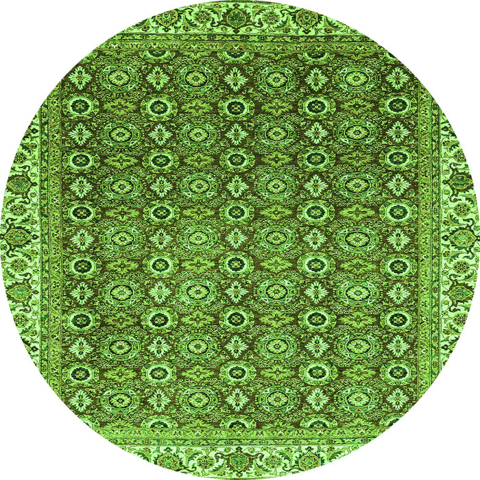 Round Abstract Green Modern Rug, abs3097grn