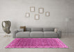 Machine Washable Abstract Pink Modern Rug in a Living Room, wshabs3097pnk