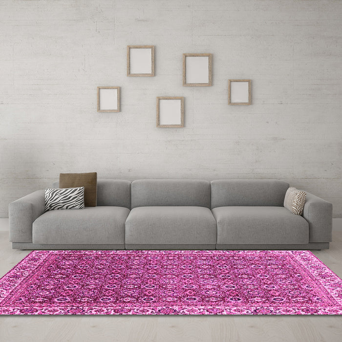 Machine Washable Abstract Pink Modern Rug in a Living Room, wshabs3097pnk