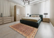 Abstract Dark Sienna Brown Modern Rug in a Bedroom, abs3097