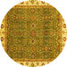 Round Oriental Yellow Traditional Rug, abs3098yw