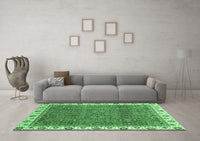 Machine Washable Oriental Emerald Green Traditional Rug, wshabs3098emgrn