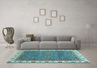 Machine Washable Oriental Light Blue Traditional Rug, wshabs3098lblu