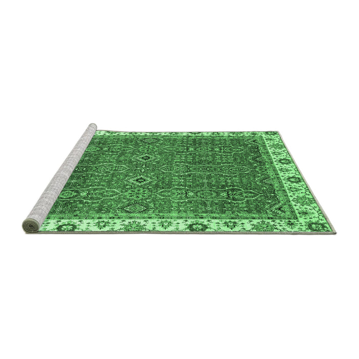 Sideview of Machine Washable Oriental Emerald Green Traditional Area Rugs, wshabs3098emgrn